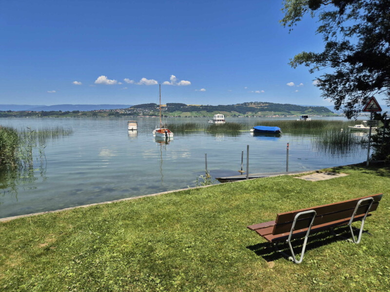 Bord du lac, plage de Meyriez.