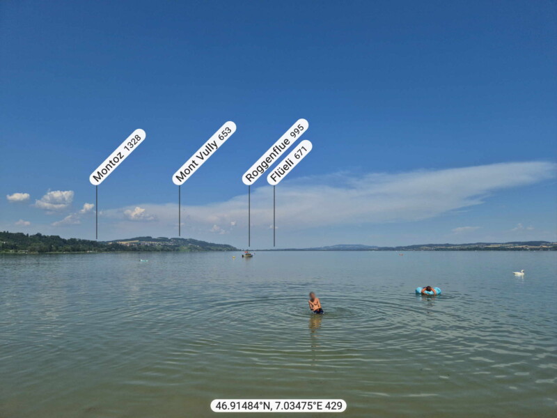 Le panorama direction nord-est. Le Mont Vully. Plage de Salavaux