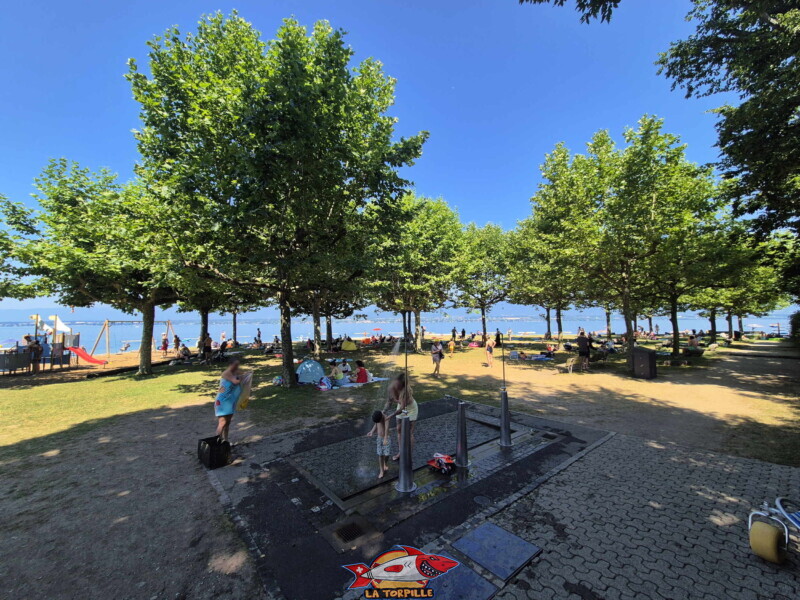 Douches. Plage d'Hermance. Canton de Genève.