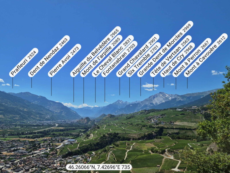 Le panorama sur la vallée du Rhône direction Martigny. Le panorama sur la vallée du Rhône direction Martigny.