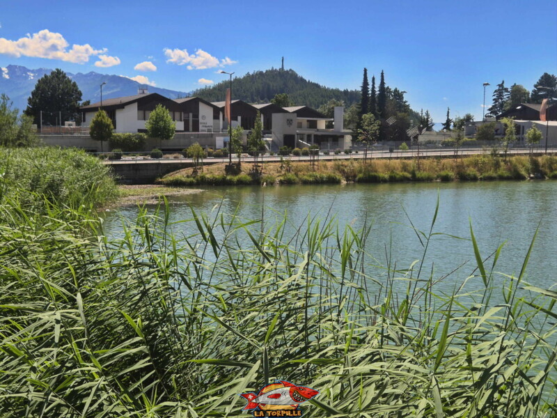 La vue sur la statue depuis le lac Louché, à Lens. La vue sur la statue depuis le lac Louché, à Lens.