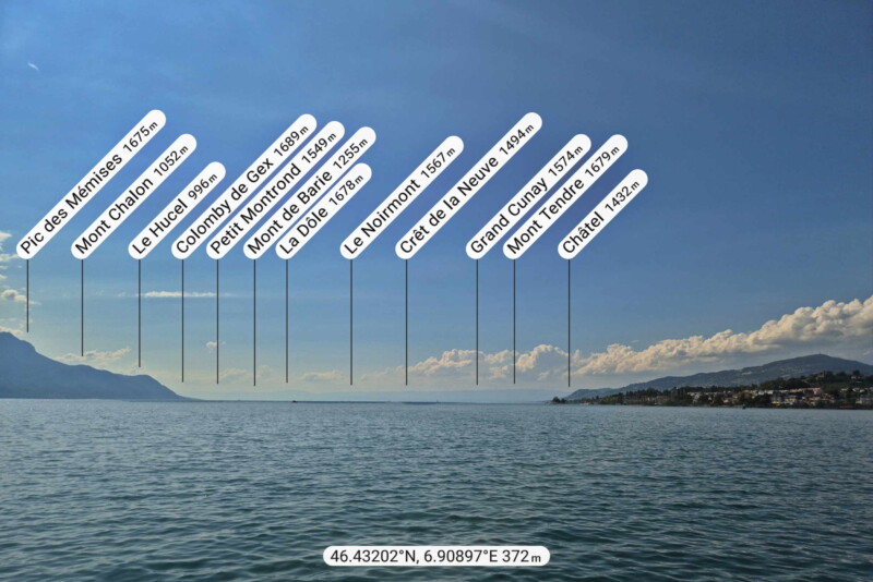La vue, direction ouest, depuis le ponton de Montreux. La Dôle, le Mont Tendre. La vue, direction ouest, depuis le ponton de Montreux. La Dôle, le Mont Tendre.