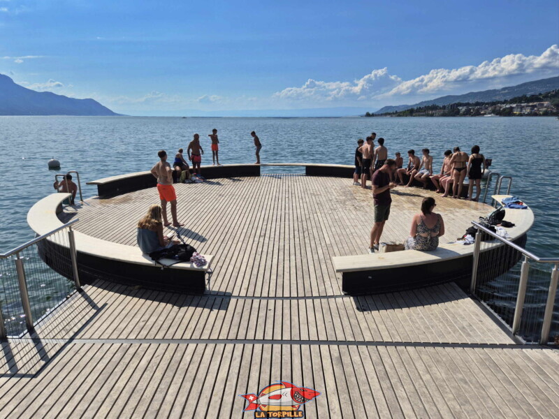 Le ponton avec la magnifique vue sur le Léman. Le ponton avec la magnifique vue sur le Léman.