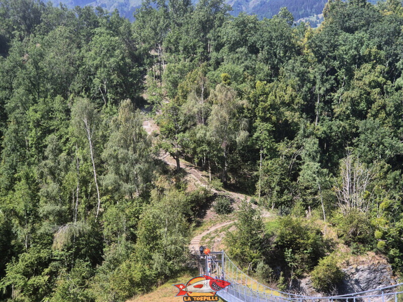 Accès rive gauche, Le sentier qui relie la route du stade à la passerelle des gorges de la Borgne. Tour des Passerelles, Val d'Hérens. Accès rive gauche, Le sentier qui relie la route du stade à la passerelle des gorges de la Borgne. Tour des Passerelles, Val d'Hérens.
