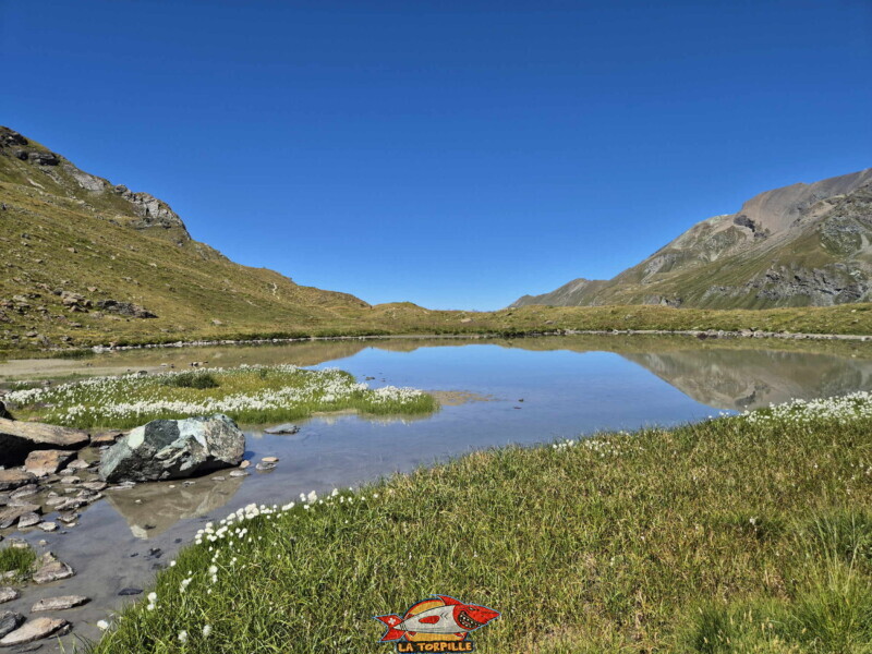 Lac de la Bayenna. Barrage et lac de Moiry, tour du lac, val d'Anniviers, Valais.