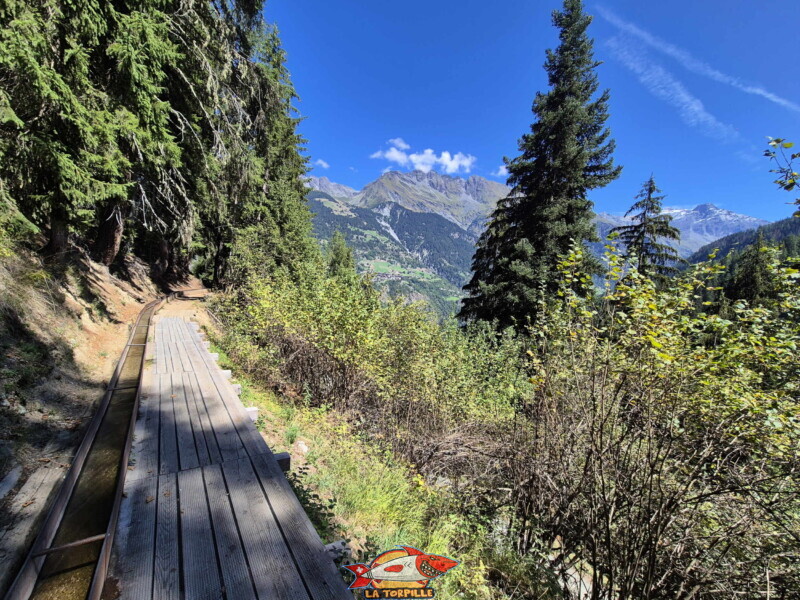 Le retour se fait par le même chemin qu'à l'aller. Bisse des Ravines - Bruson.