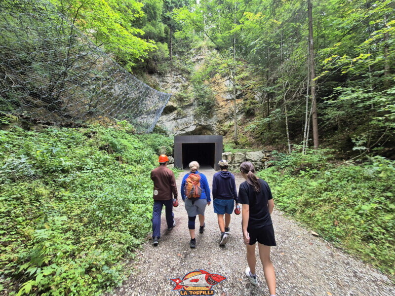 L'entrée par la mine supérieure, l'entrée inférieure est innondée. Visite des mines. Mines d'Asphalte de la Presta - Val-de-Travers, canton de Neuchâtel. L'entrée par la mine supérieure, l'entrée inférieure est innondée.Visite des mines. Mines d'Asphalte de la Presta - Val-de-Travers, canton de Neuchâtel.