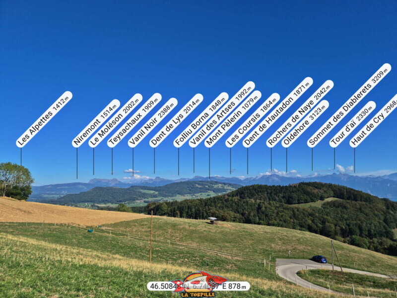 Le plus beau point de vue sur Léman se trouve à sur la route de la tour de Gourze, à 200 mètres sous le restaurant. La vue direction Est.
