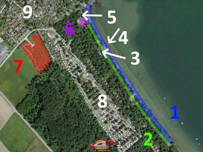 Le plan de situation de la plage de Salavaux.