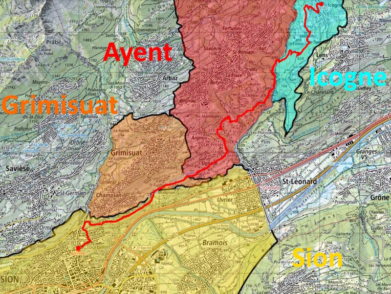 Les communes traversées par la randonnée.