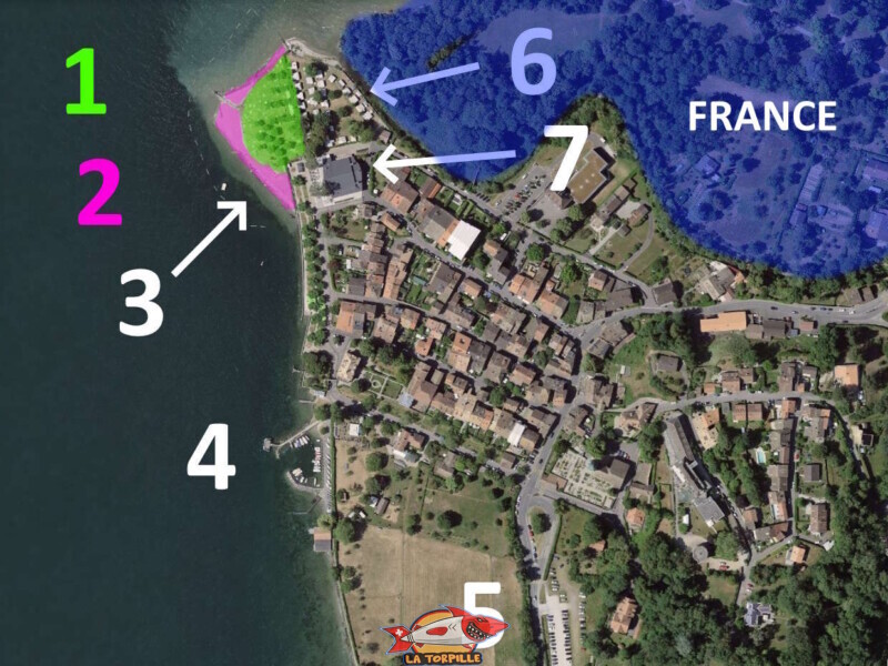 Le plan de la plage d'Hermance. Le plan de la plage d'Hermance.