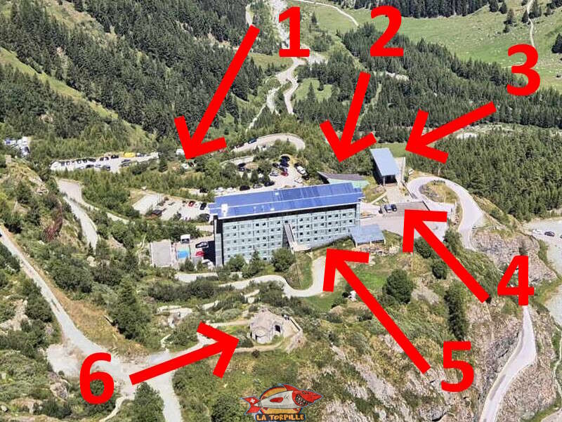Un plan des bâtiments de la zone du chargeur. Barrage de la Grande Dixence, Hérémence, canton du Valais. Un plan des bâtiments de la zone du chargeur. Barrage de la Grande Dixence, Hérémence, canton du Valais.